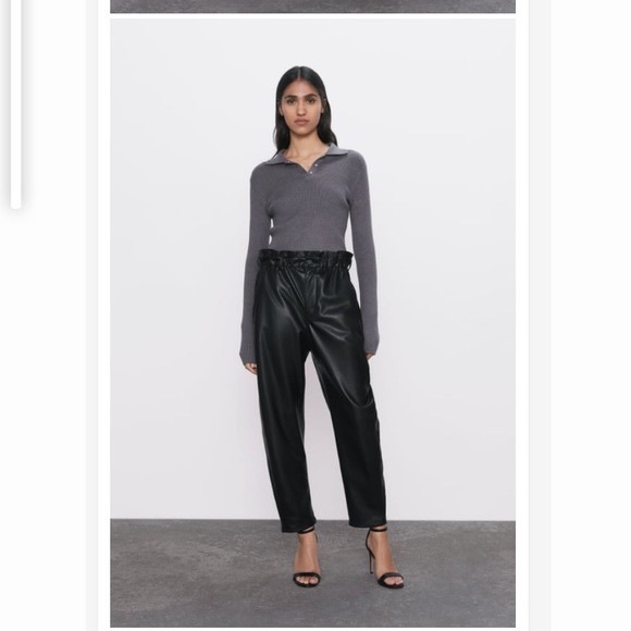 Zara Baggy Faux Leather Pants US 32 - Picture 1 of 9